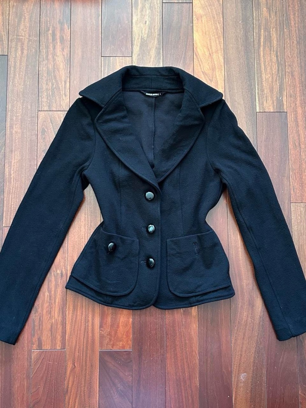 Black Knit Button-Down Blazer